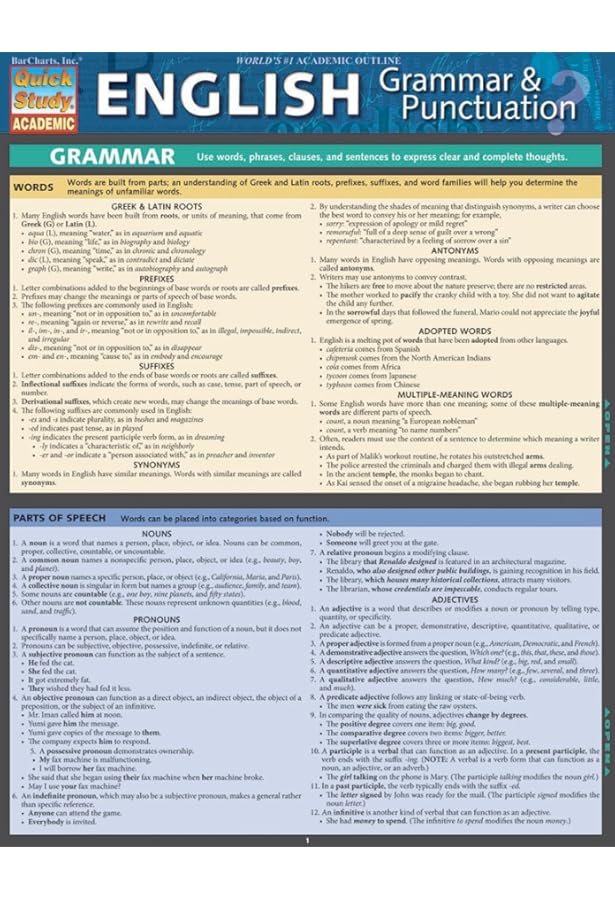 English Composition & Style: a QuickStudy Laminated Reference